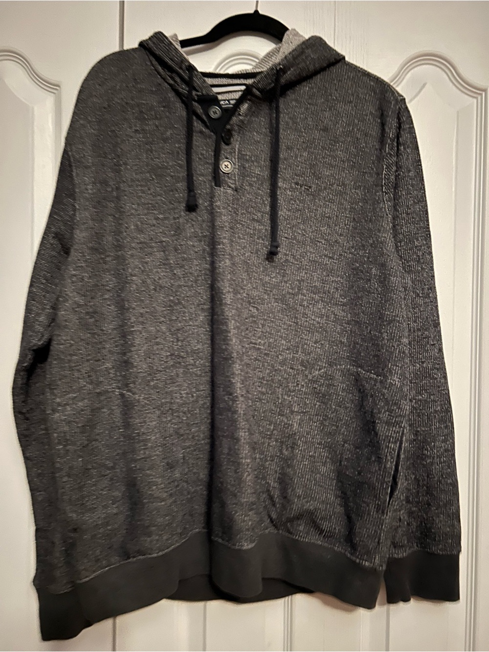 RVCA Men's Charcoal Hooded Henley Sweatshirt